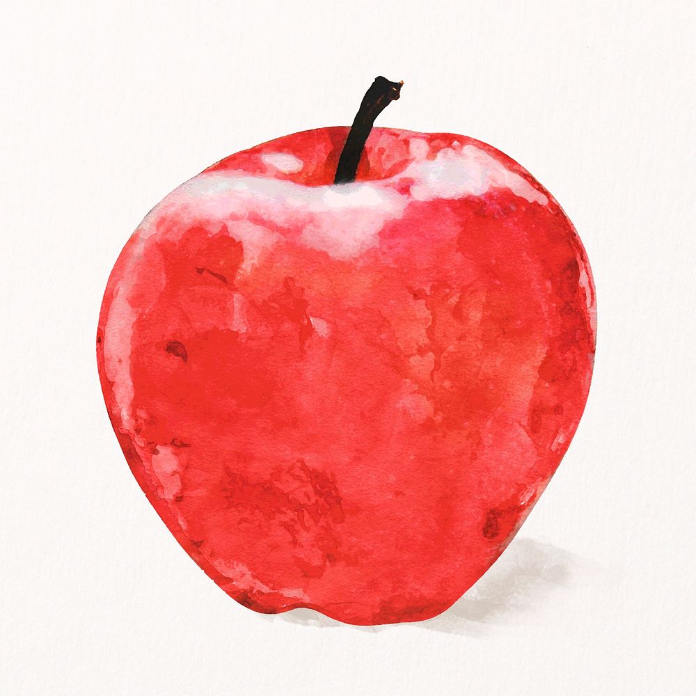 Watercolor red apple clipart, fruit illustration psd