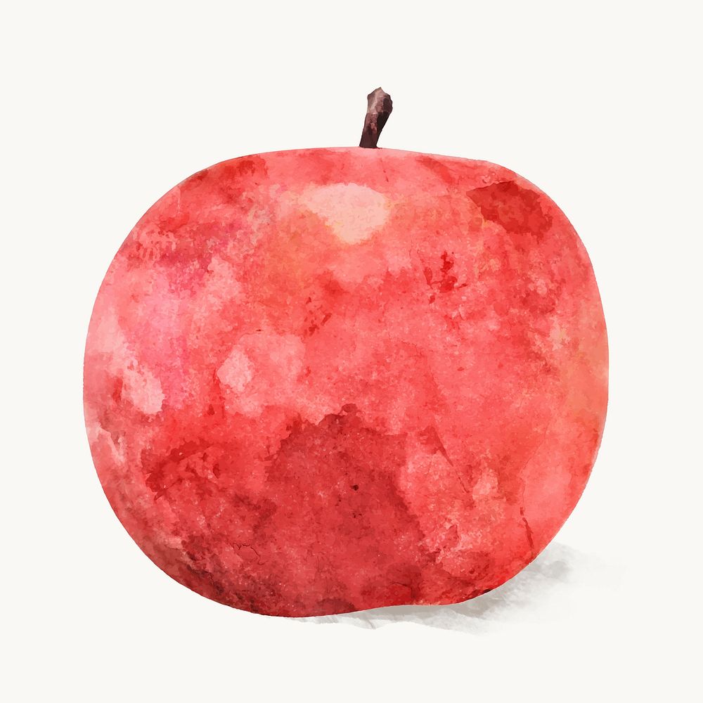 Watercolor red apple clipart, fruit illustration vector art