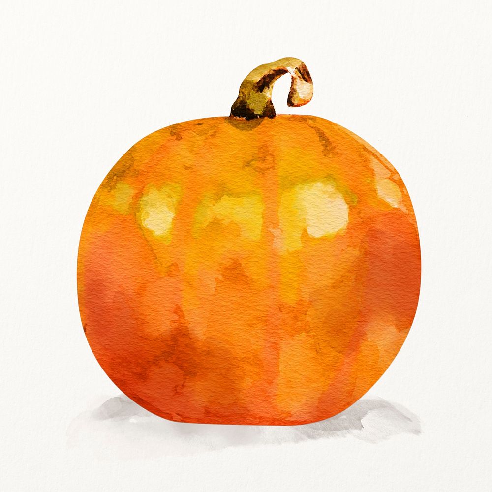 Watercolor pumpkin clipart, aesthetic vegetable