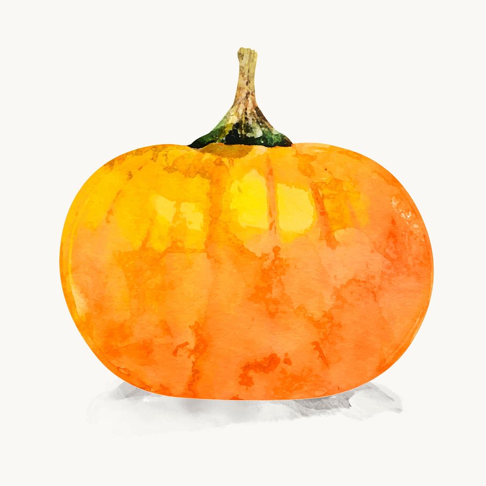 Watercolor pumpkin sticker, aesthetic vegetable vector