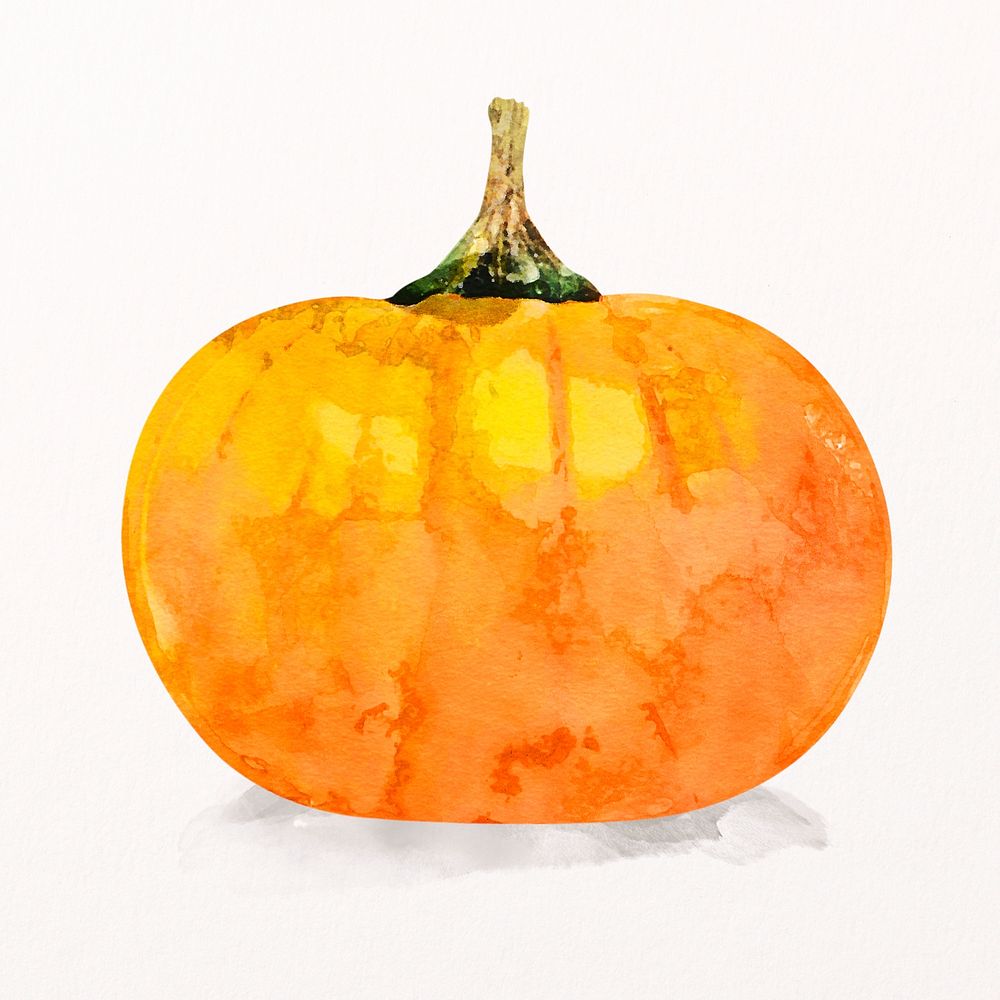 Watercolor pumpkin sticker, aesthetic vegetable psd