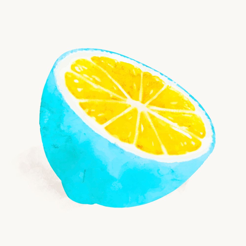 Watercolor blue lemon clipart, fruit illustration vector art