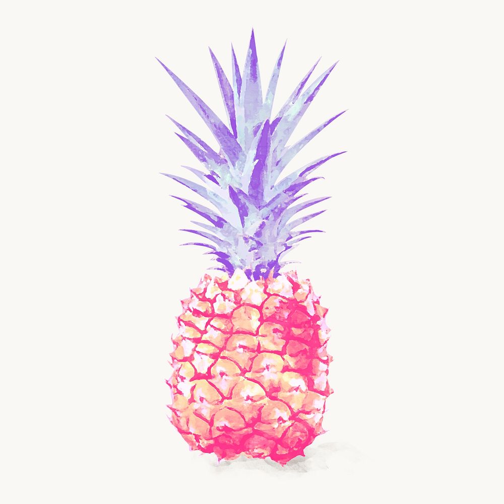 Aesthetic pineapple sticker, watercolor fruit vector