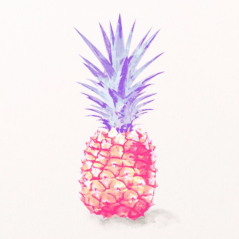 Aesthetic pineapple sticker, watercolor fruit psd