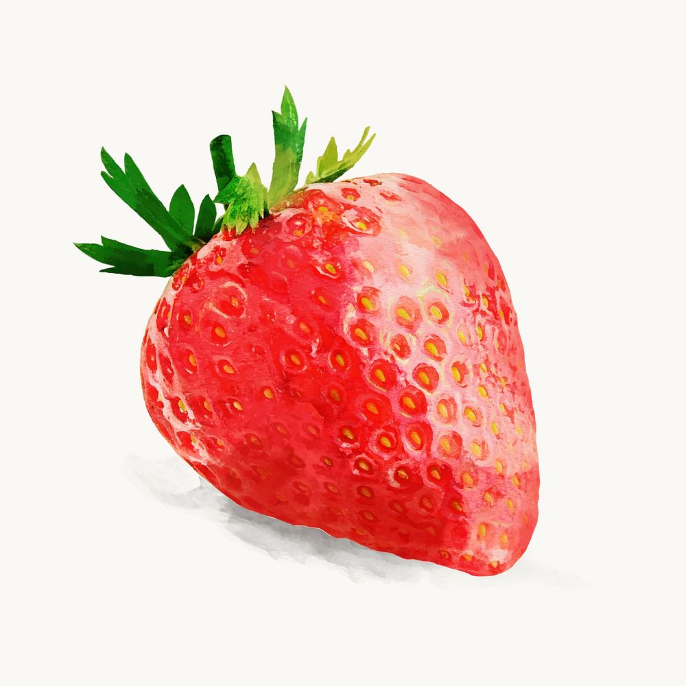 Aesthetic strawberry sticker, watercolor fruit vector