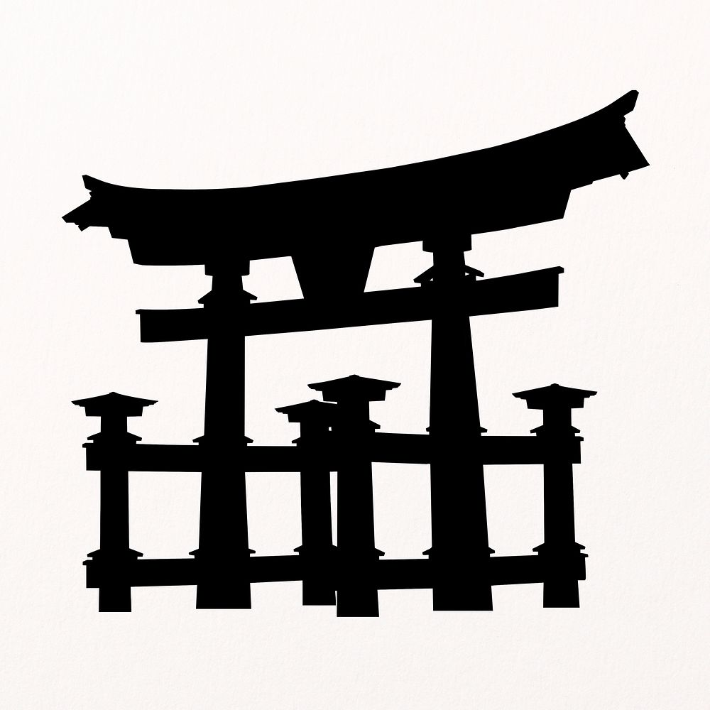 Japanese Torii gate silhouette clipart, Kyoto's architecture psd