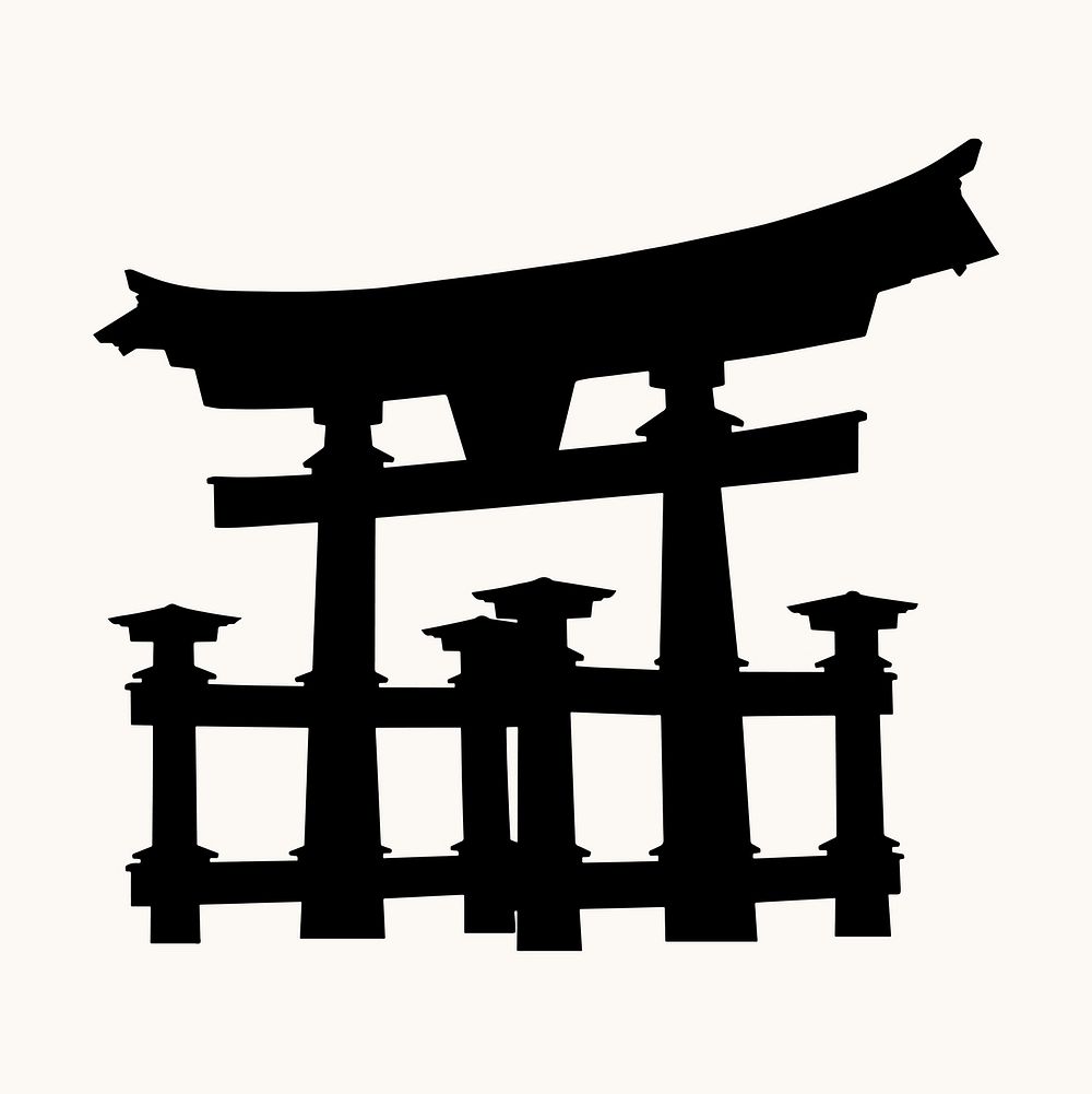 Japanese Torii gate silhouette clipart, Kyoto's architecture vector