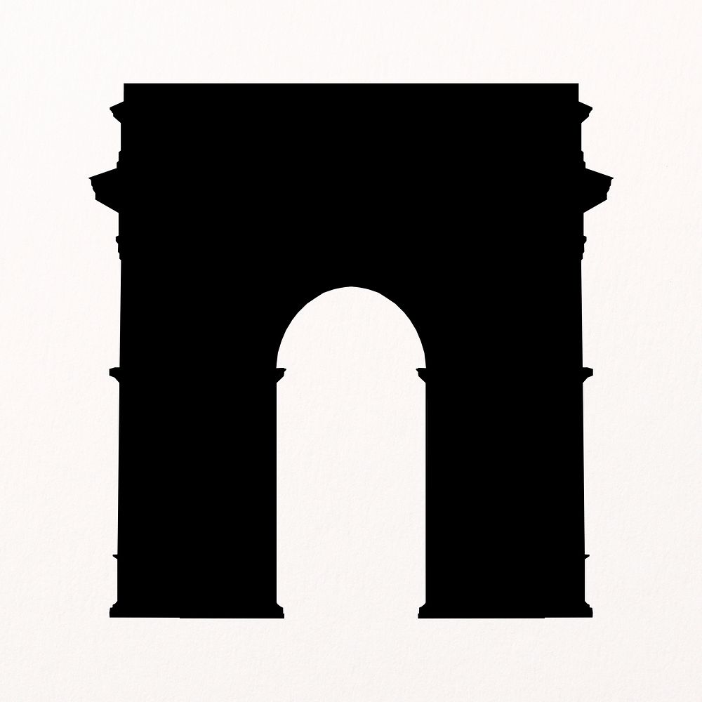Arc de Triomphe silhouette clip art, Paris famous monument psd