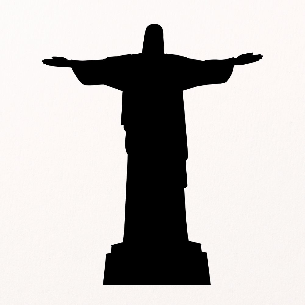 Christ the Redeemer silhouette clipart, famous statue in Brazil psd