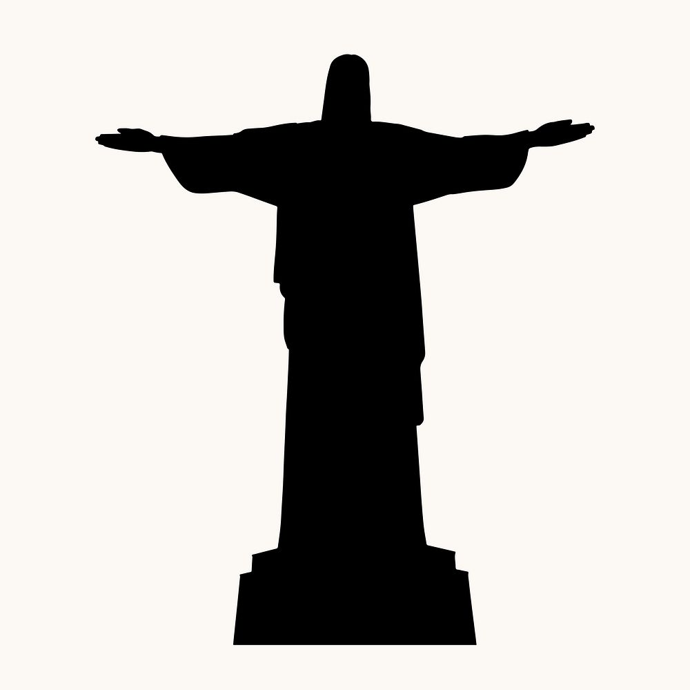 Christ the Redeemer silhouette clipart, famous statue in Brazil vector
