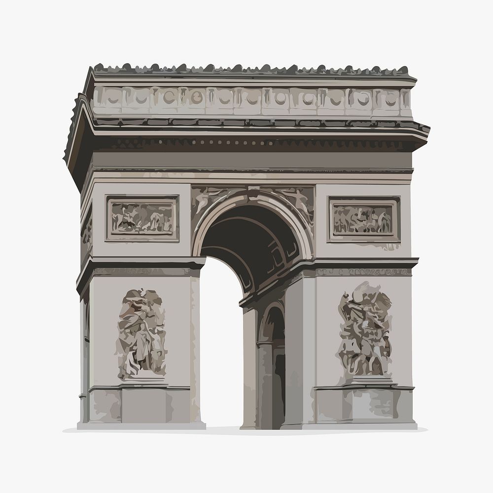 Arc de Triomphe aesthetic illustration, Paris famous monument vectorize