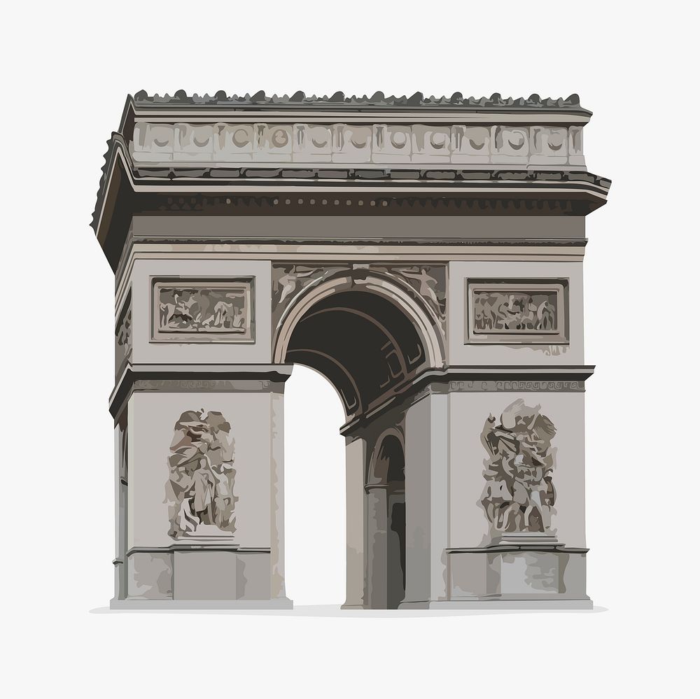 Arc de Triomphe aesthetic illustration, Paris famous monument psd vectorize