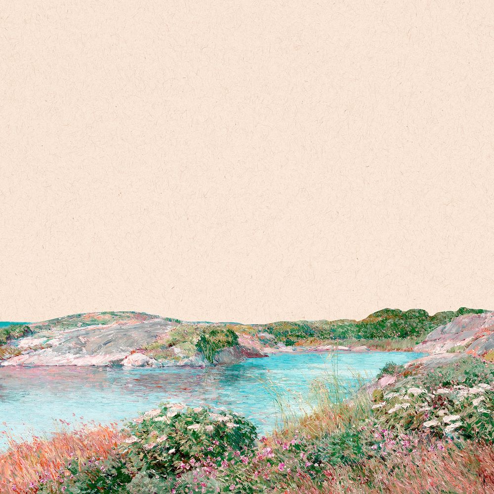 Pond nature background, remixed from Childe Hassam&rsquo;s artwork