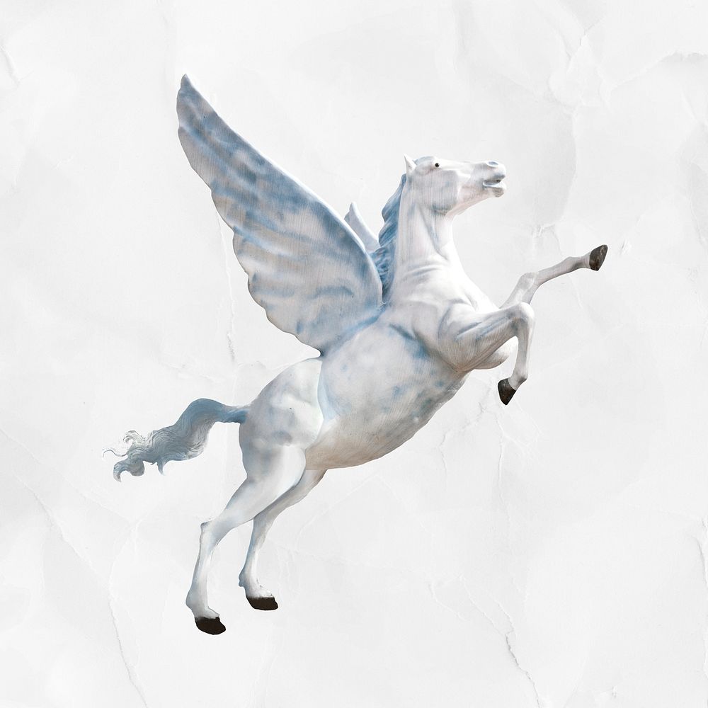 Pegasus animal clipart, mythical creature sculpture psd