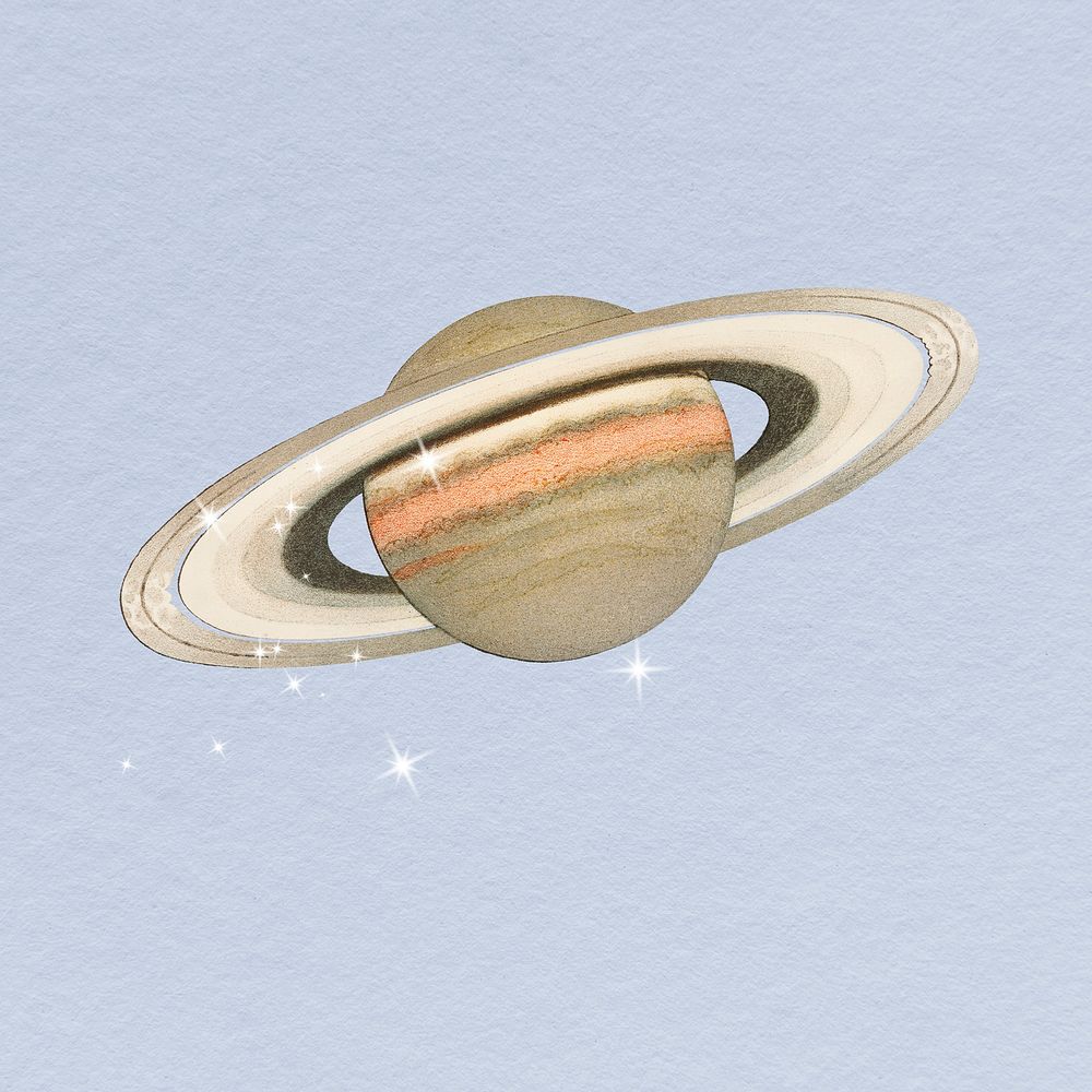 Sparkly Saturn clipart, planet, galaxy aesthetic illustration