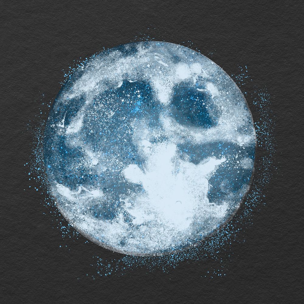 Blue moon clipart, abstract galaxy aesthetic
