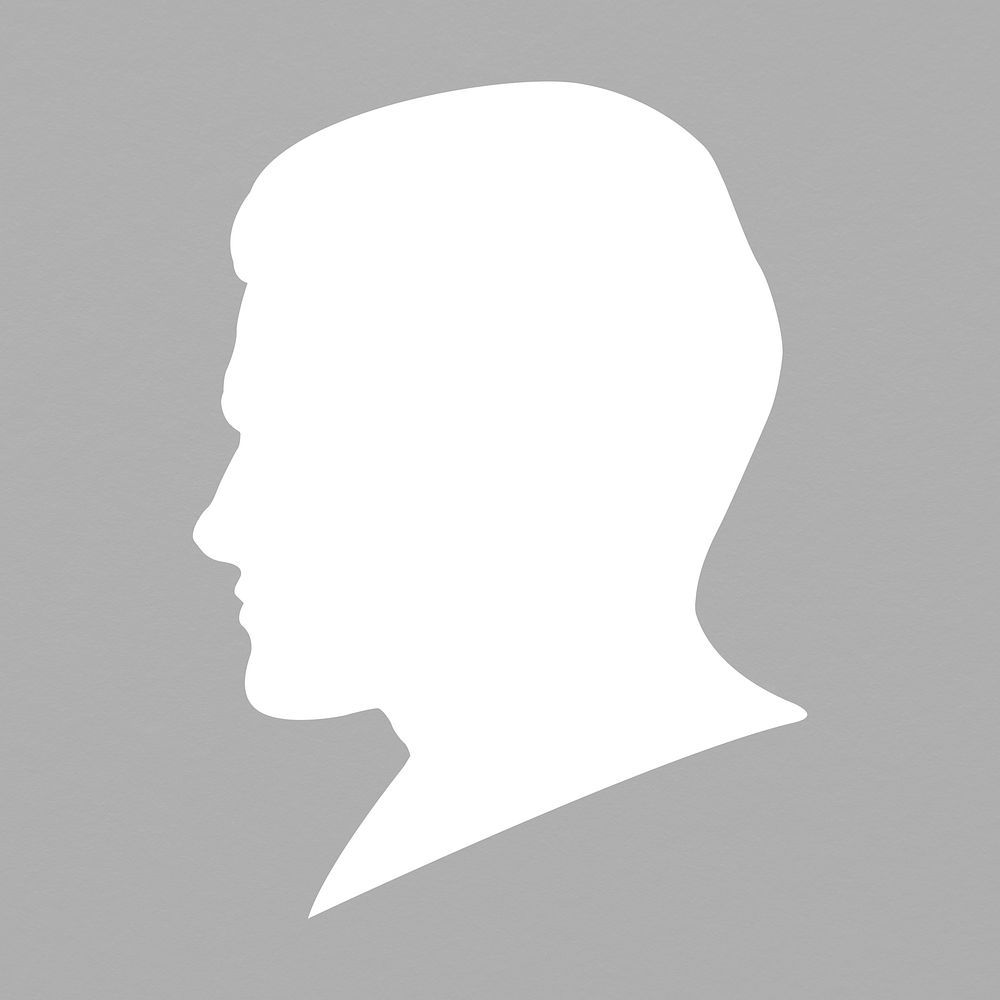 Man portrait silhouette clipart, white collage element