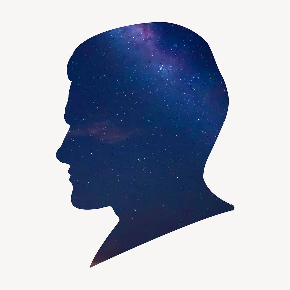 Man portrait, galaxy silhouette clipart
