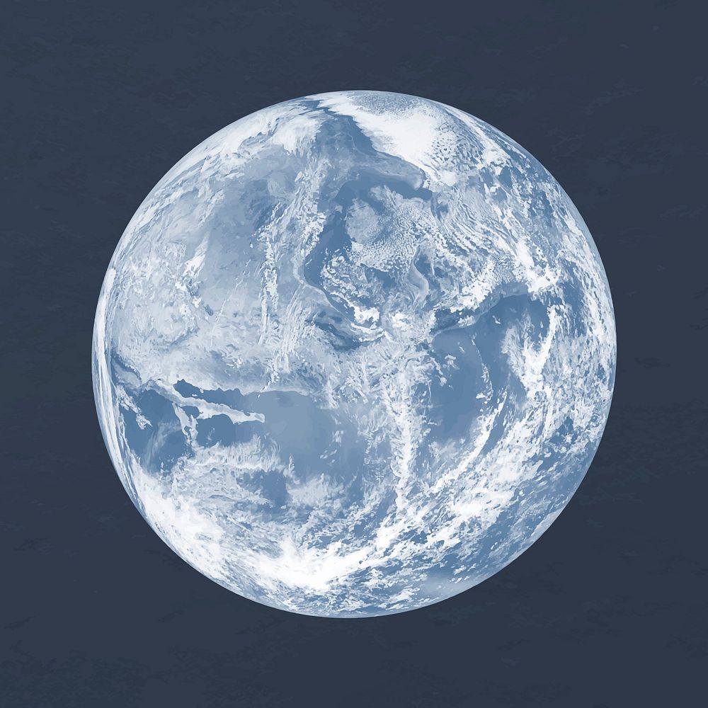 Blue earth sticker, aesthetic planet in space vector