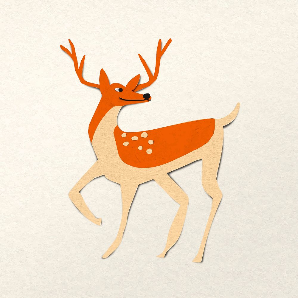Paper craft deer, animal clipart vector
