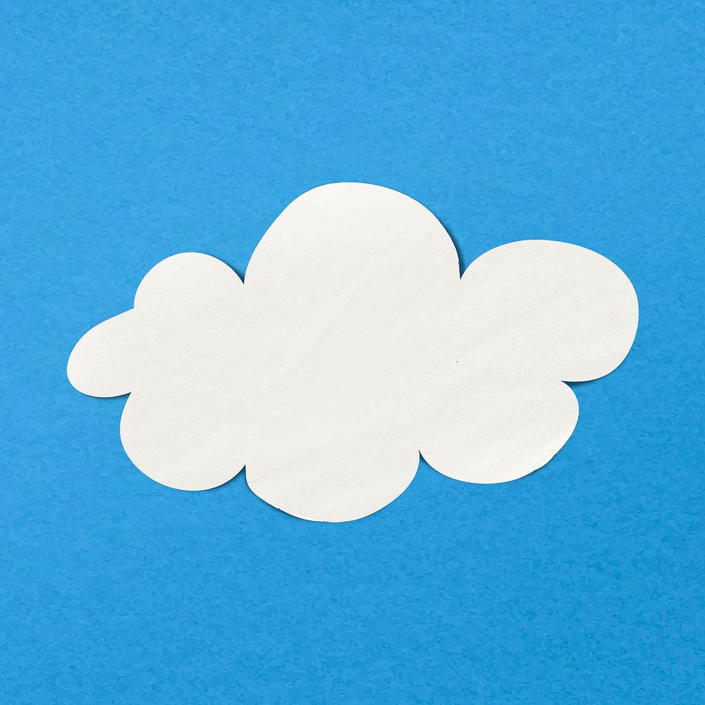 White cloud paper craft, nature collage element vector