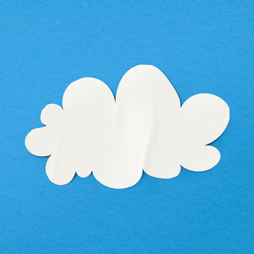 White cloud, weather paper craft collage element psd