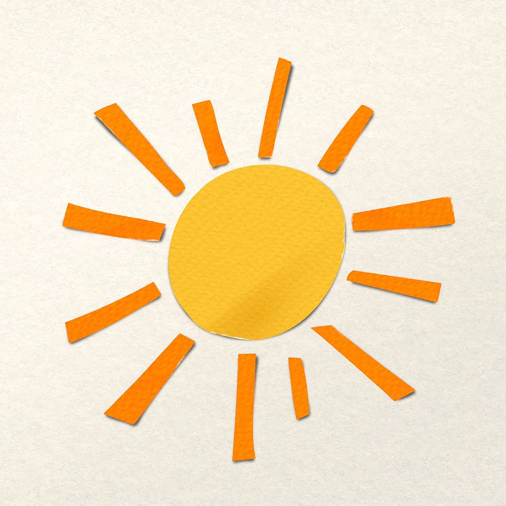 Paper craft sun, collage element vector