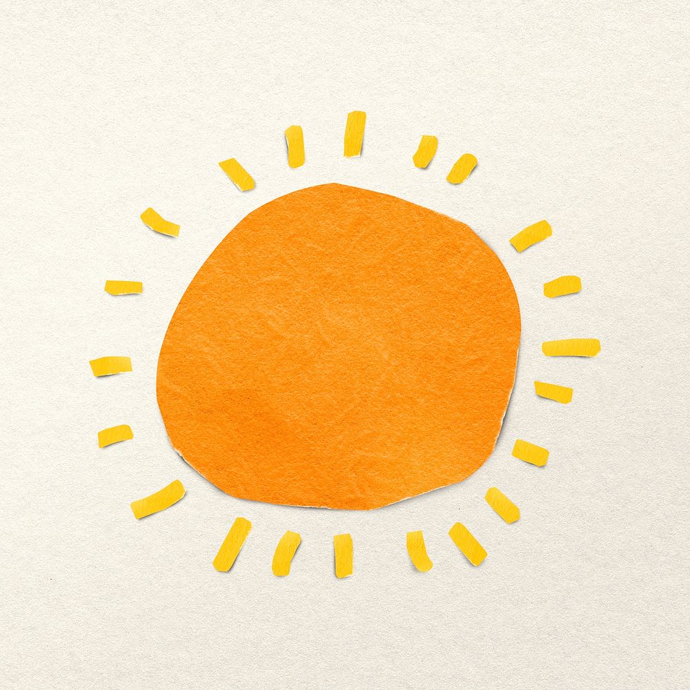 Paper craft sun, nature clipart psd