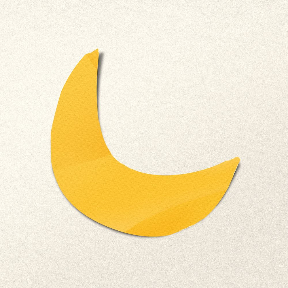 Paper craft crescent moon, nature collage element psd