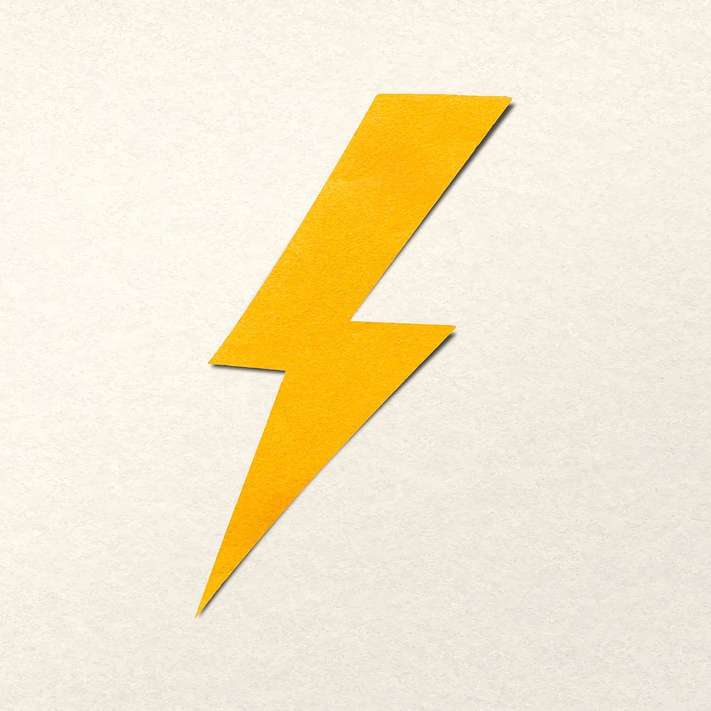 Yellow lightning, paper craft collage element vector