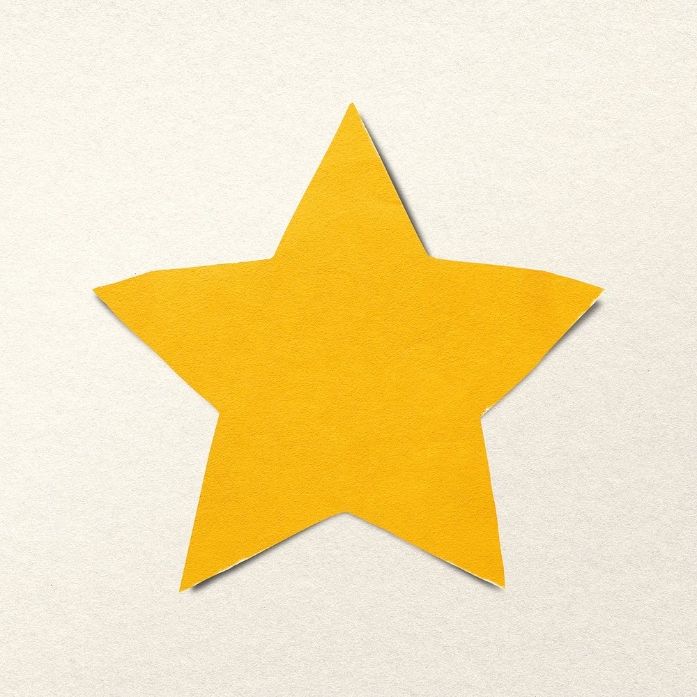 Gold star shape, paper craft collage element psd
