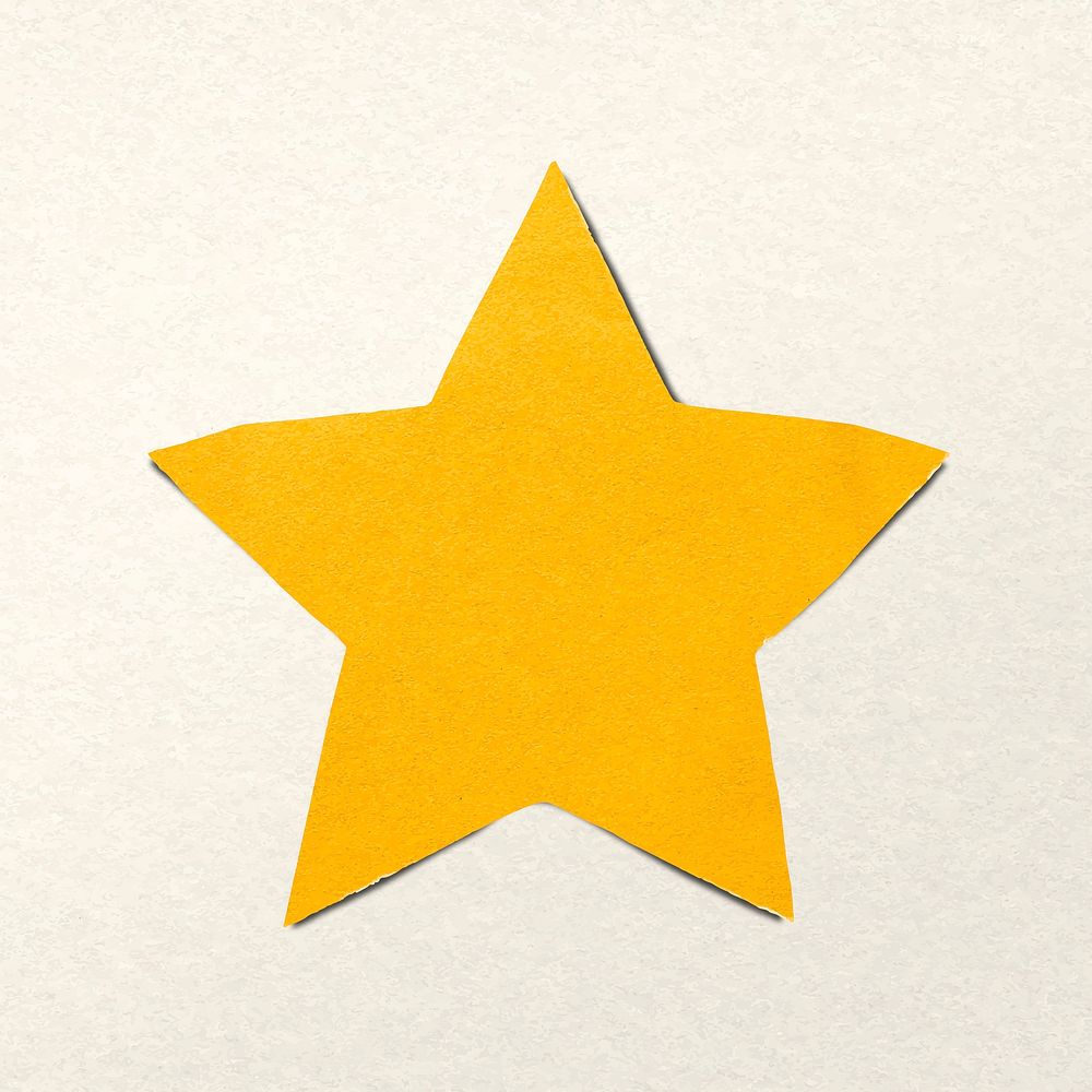 Yellow star, paper craft collage element vector