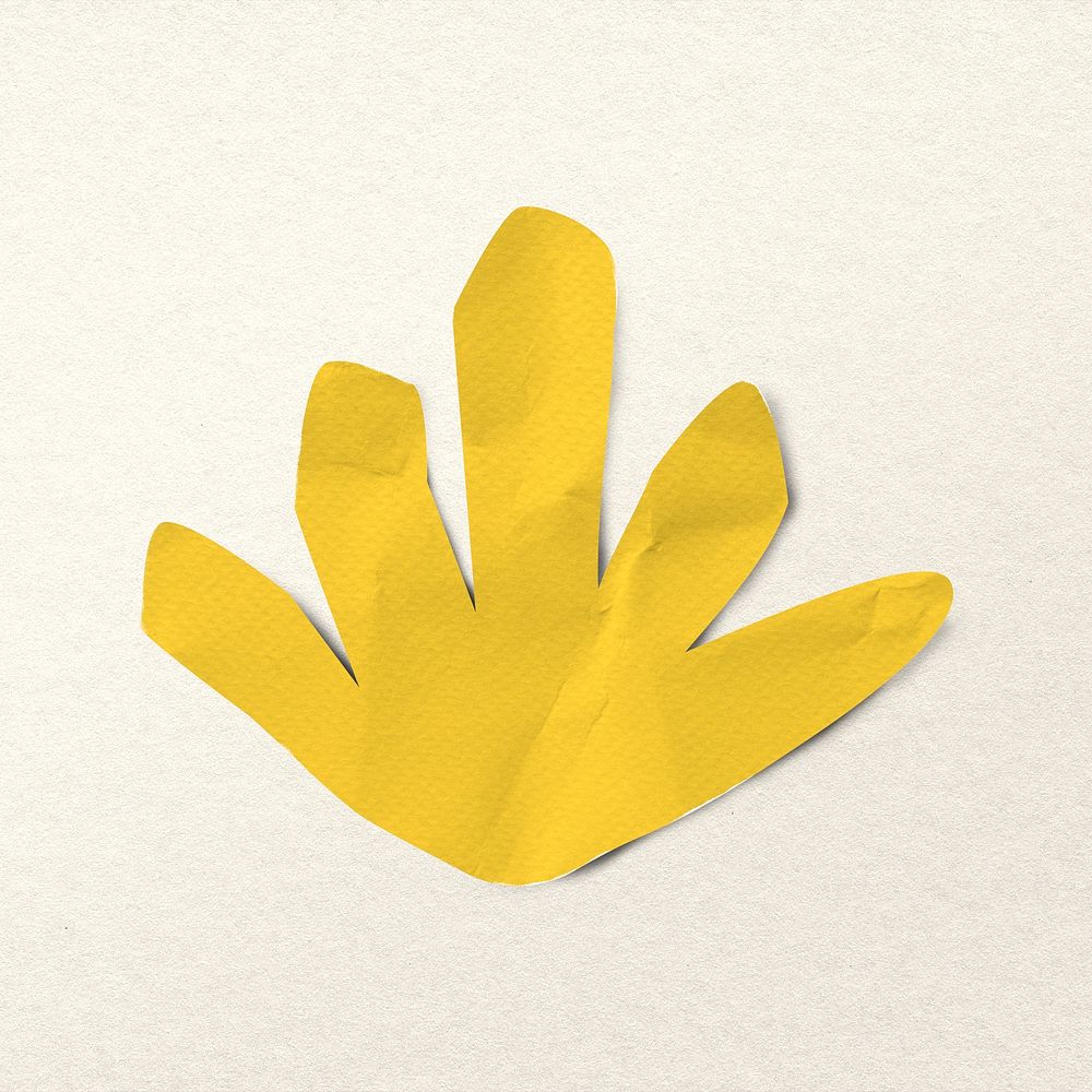 Yellow plant, paper craft collage element psd