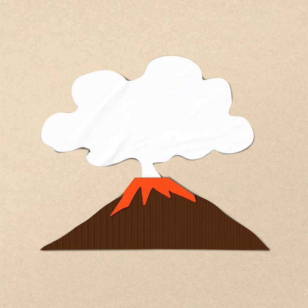 Volcano paper craft, nature clipart vector