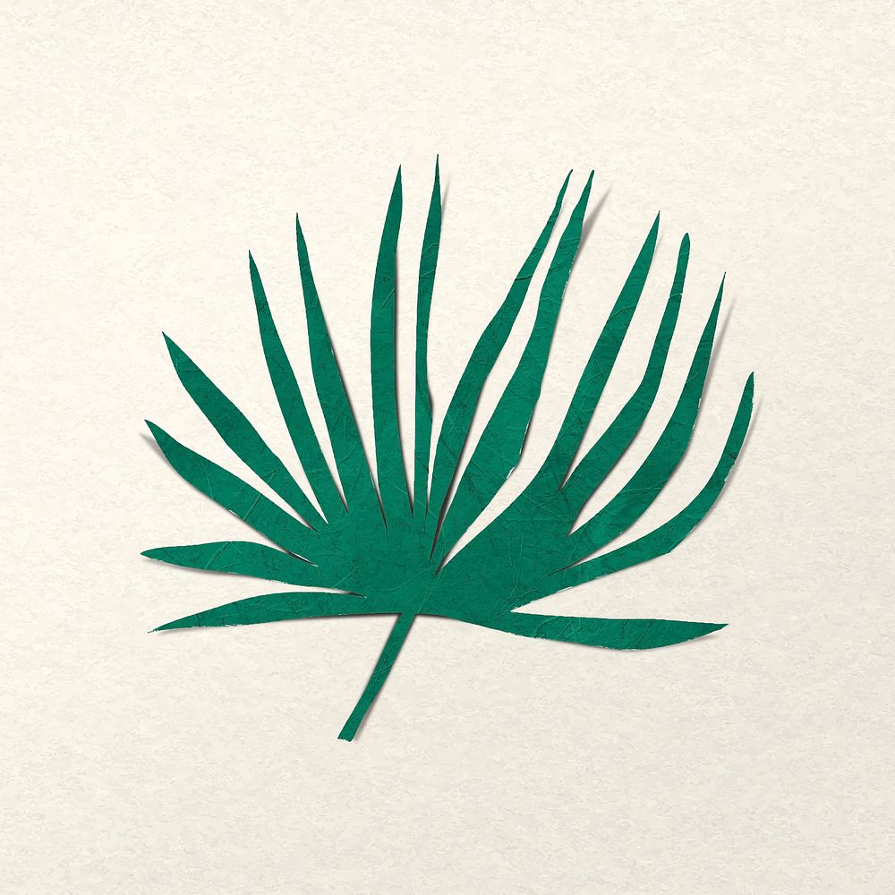 Leaf paper craft, fan palm collage element vector