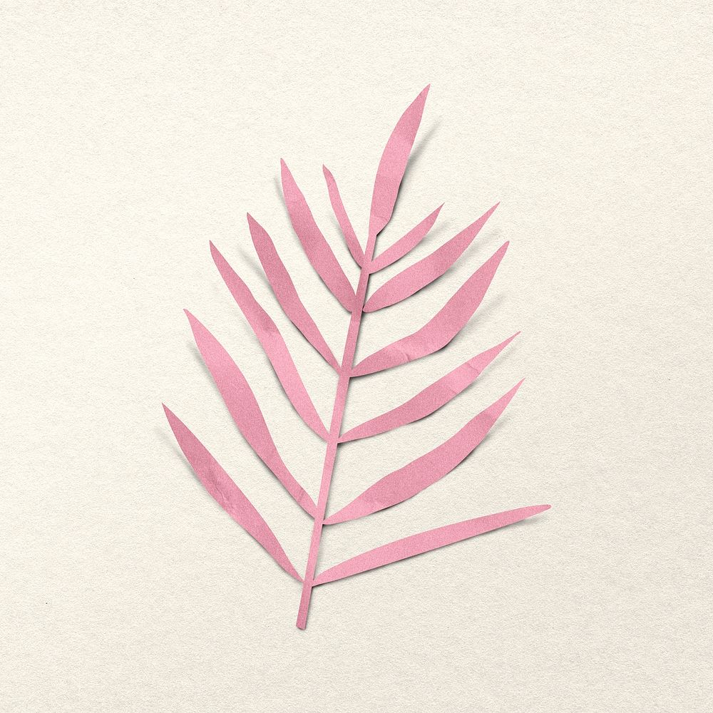 Pink paper craft fern leaf clipart
