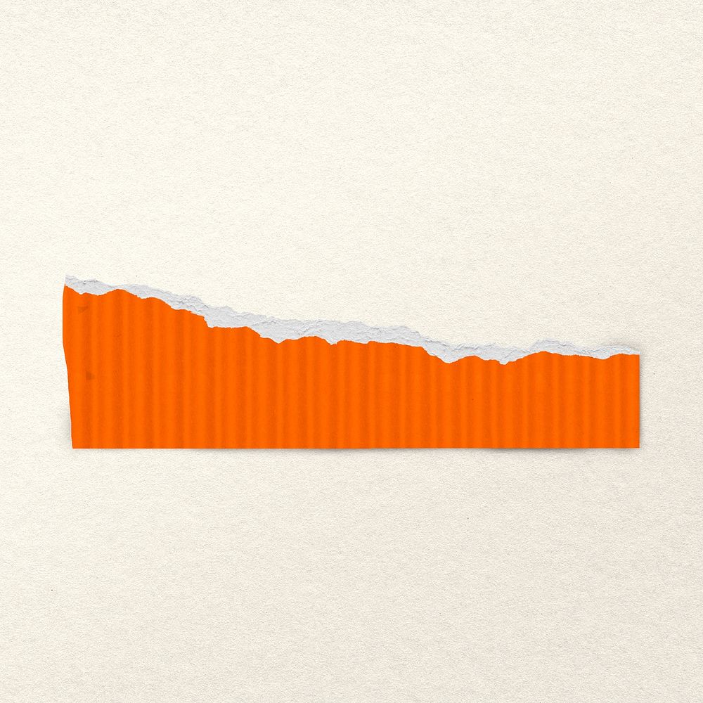Torn orange paper, collage element psd