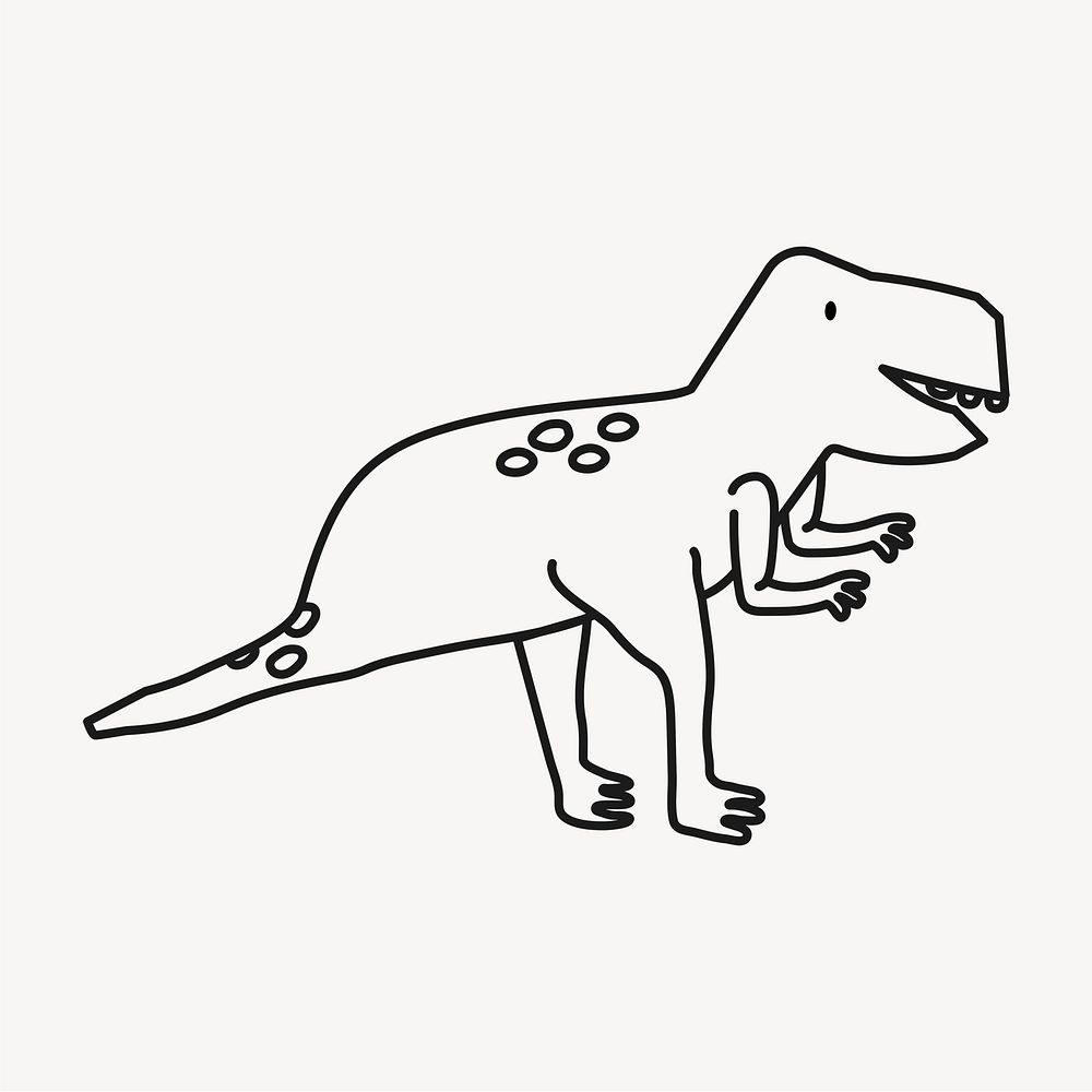 T-Rex doodle, dinosaur collage element psd