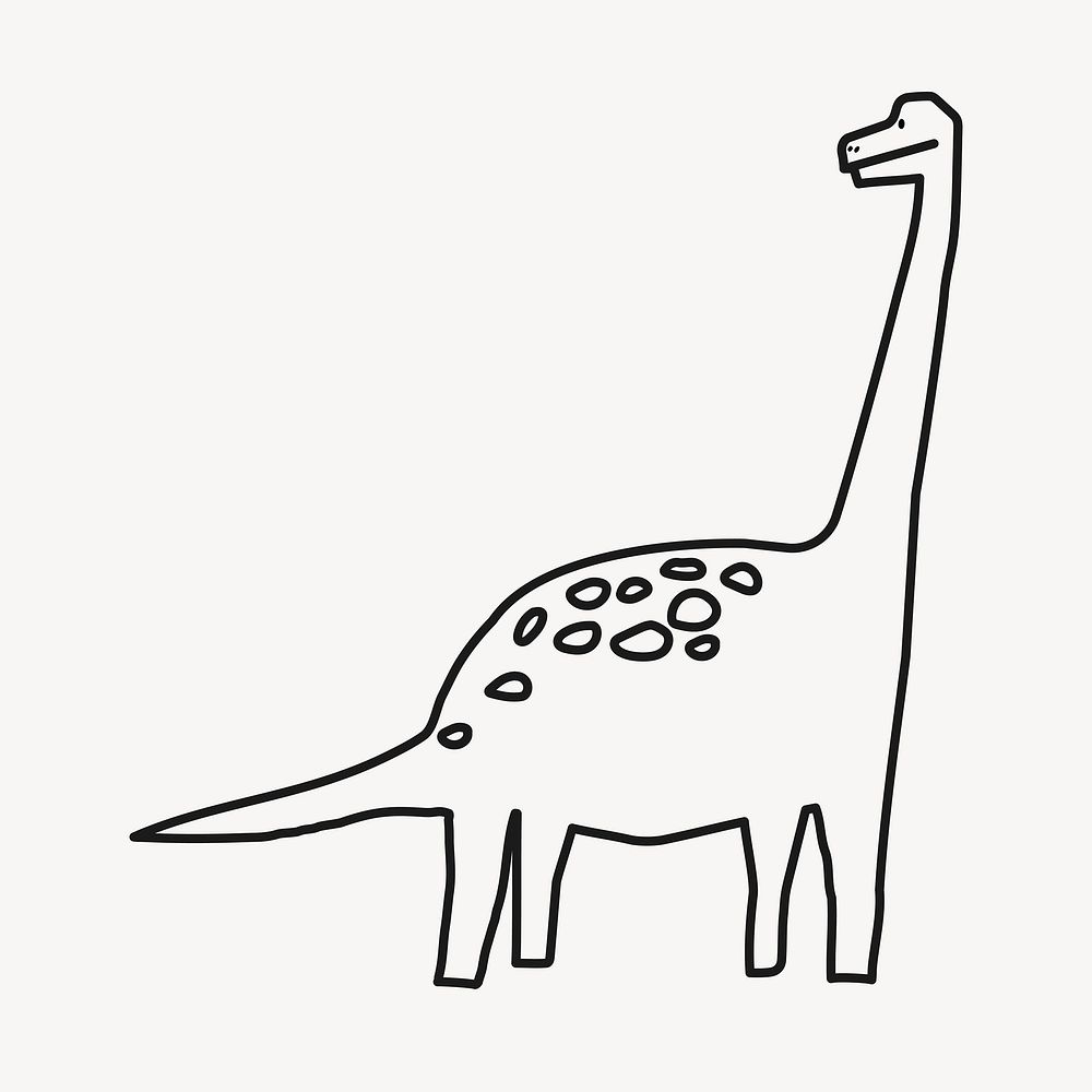 Hand drawn brachiosaurus, dinosaur clipart