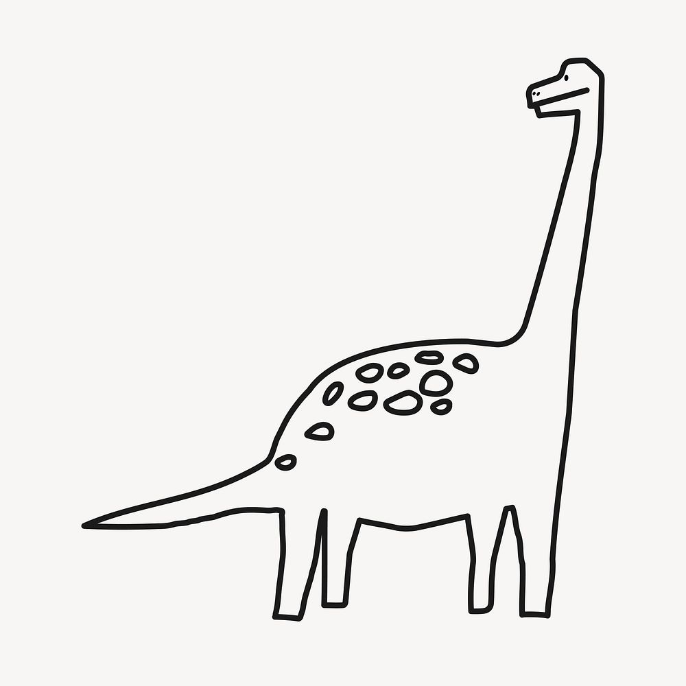 Doodle brachiosaurus, dinosaur collage element vector