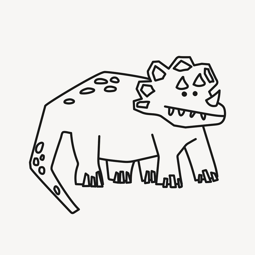 Doodle dinosaur, triceratops clipart psd