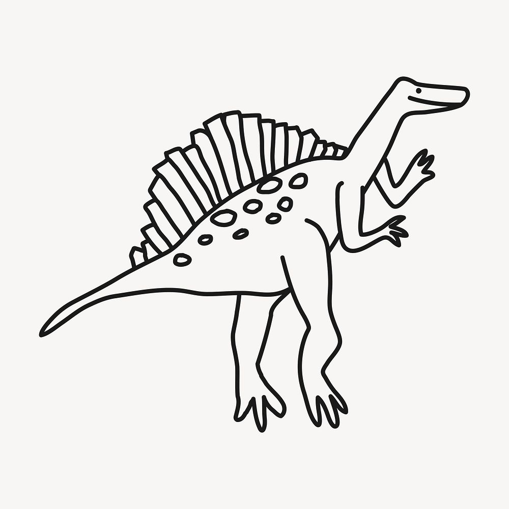 Doodle spinosaurus, dinosaur collage element vector