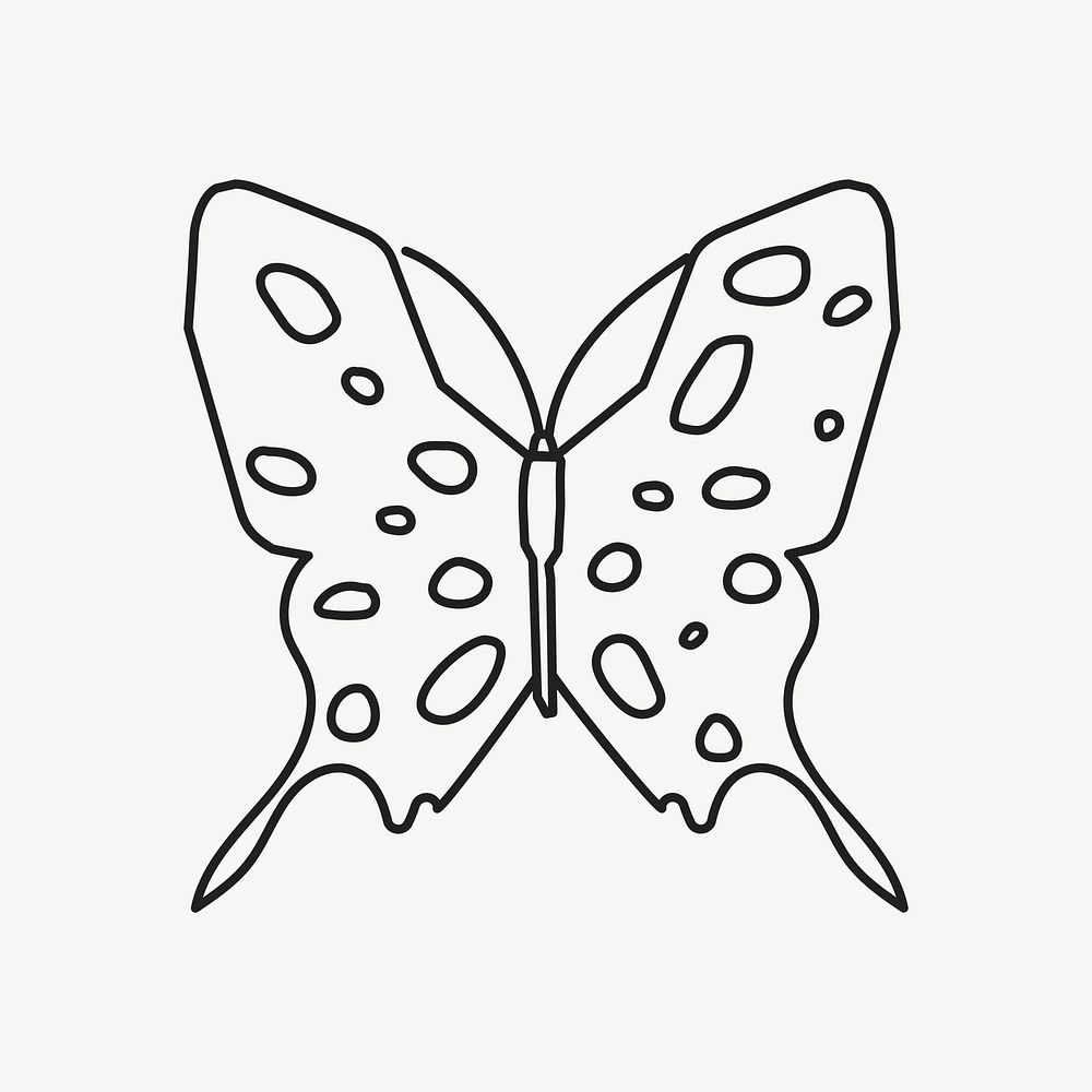Butterfly doodle, insect clipart vector