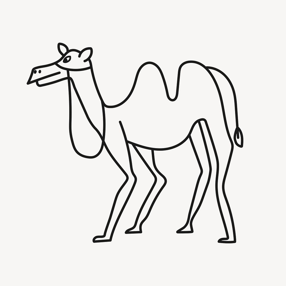 Outline camel, animal collage element psd