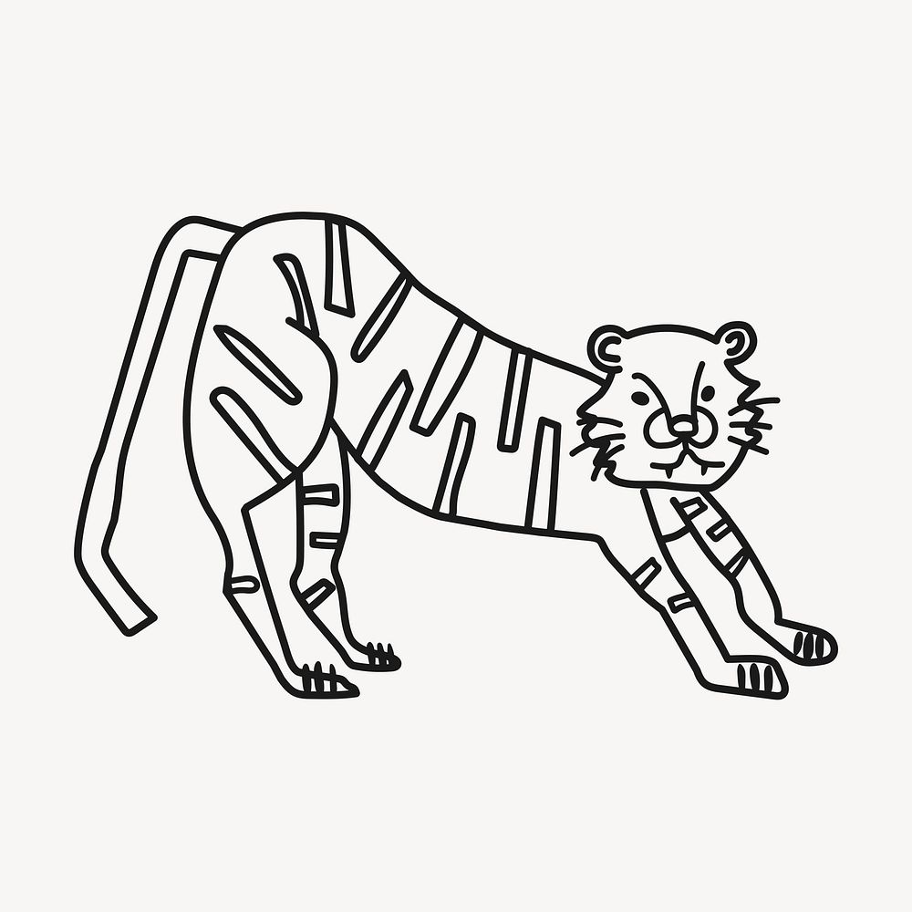 Tiger clipart, doodle wild animal vector