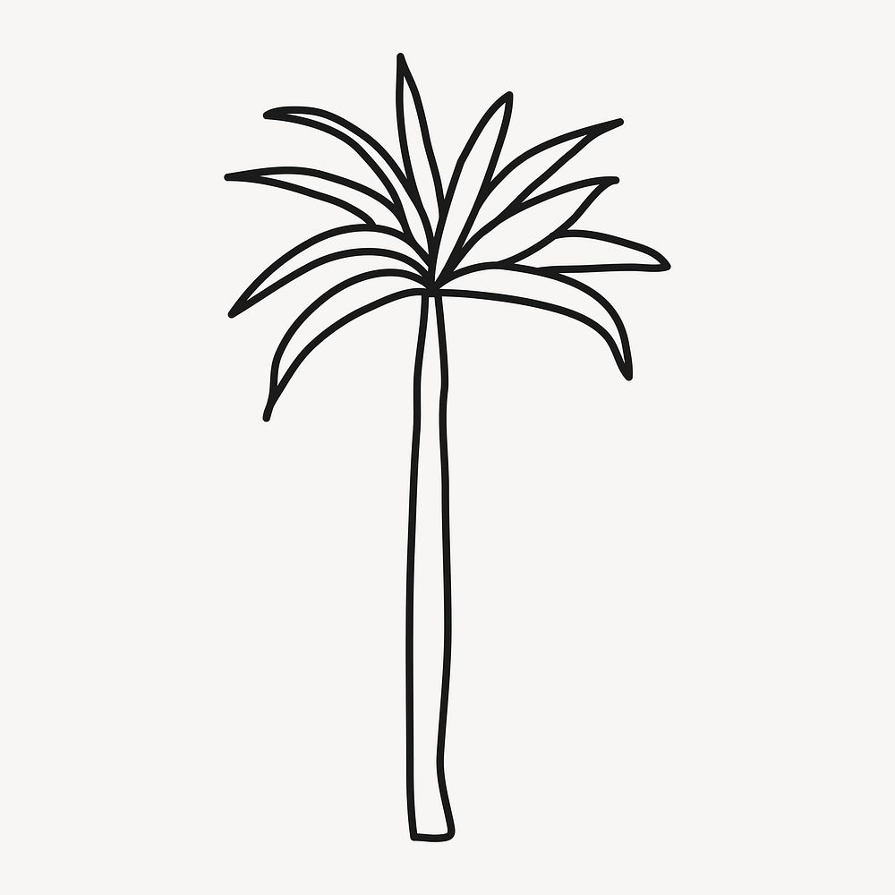 Palm tree, nature doodle clipart 