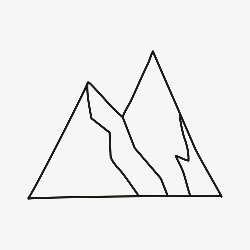 Doodle mountain, nature collage element vector