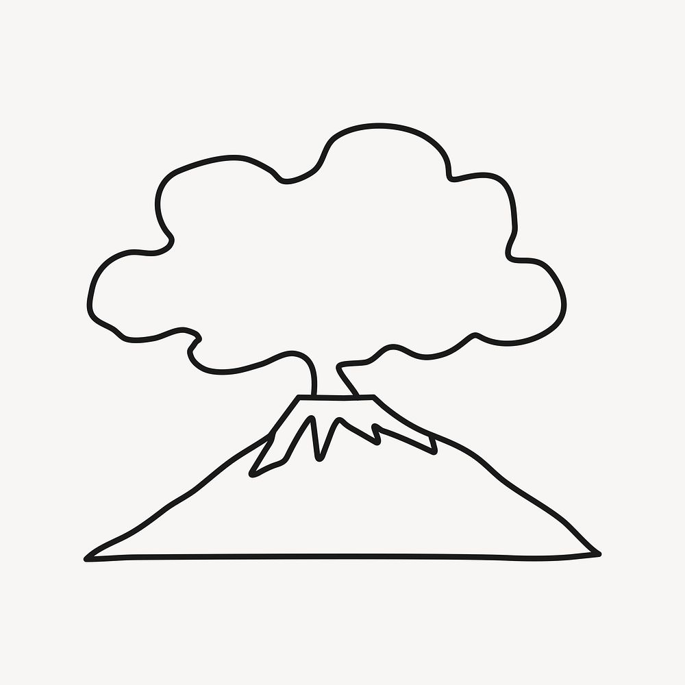 Doodle volcano, nature collage element vector