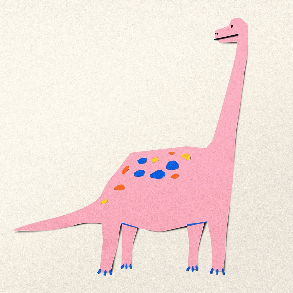 Pink dinosaur, brachiosaurus paper craft clipart