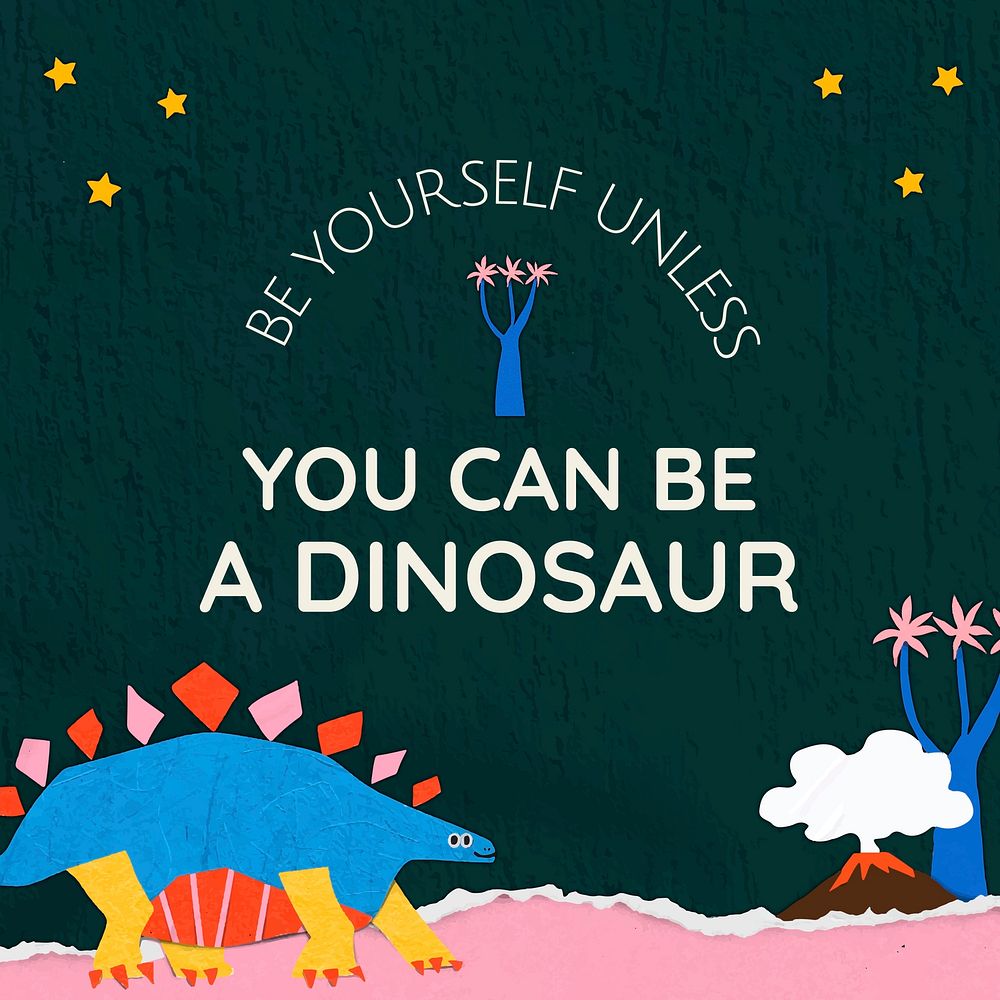Dinosaur Facebook post template, Paper craft dinosaur design vector